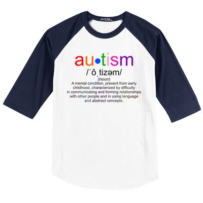 Autism Awareness Noun Definition Baseball Sleeve Shirt