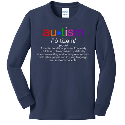 Autism Awareness Noun Definition Kids Long Sleeve Shirt