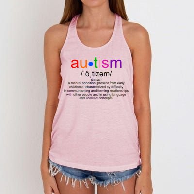 Autism Awareness Noun Definition Women's Knotted Racerback Tank