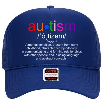 Autism Awareness Noun Definition High Crown Mesh Back Trucker Hat