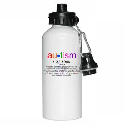 Autism Awareness Noun Definition Aluminum Water Bottle