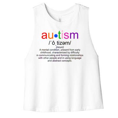 Autism Awareness Noun Definition Women's Racerback Cropped Tank