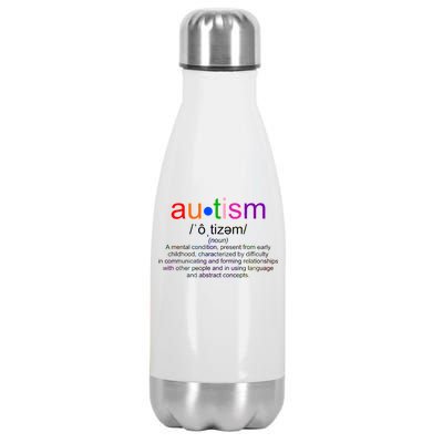 Autism Awareness Noun Definition Stainless Steel Insulated Water Bottle