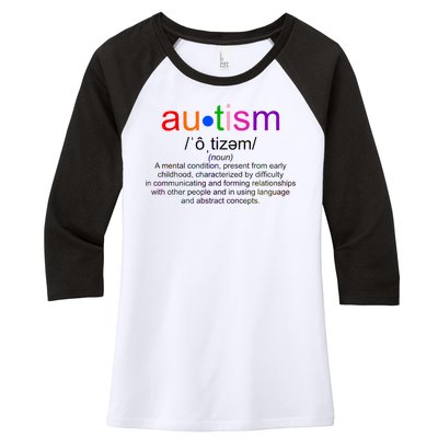 Autism Awareness Noun Definition Women's Tri-Blend 3/4-Sleeve Raglan Shirt