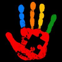 Autism Awareness Painted Hand Puzzle Piece Cooling Performance Crew T-Shirt