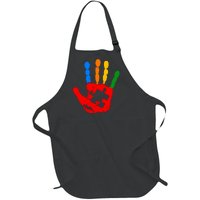 Autism Awareness Painted Hand Puzzle Piece Full-Length Apron With Pockets