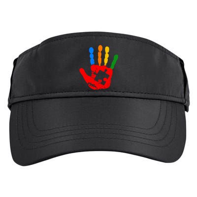 Autism Awareness Painted Hand Puzzle Piece Adult Drive Performance Visor