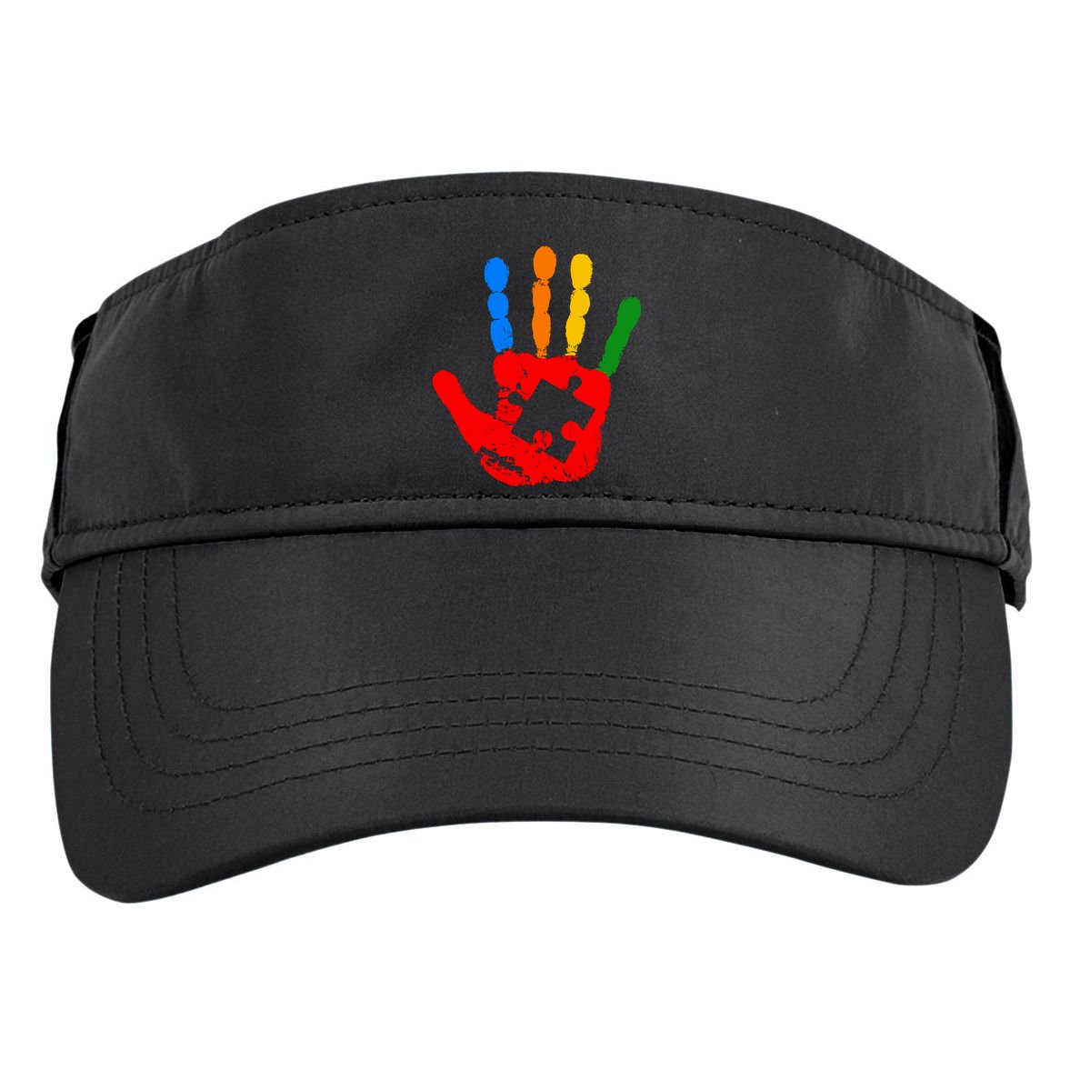 Autism Awareness Painted Hand Puzzle Piece Adult Drive Performance Visor