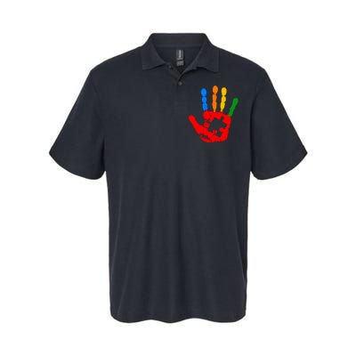 Autism Awareness Painted Hand Puzzle Piece Softstyle Adult Sport Polo