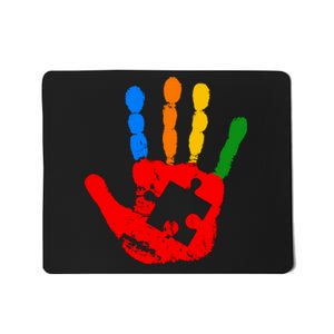 Autism Awareness Painted Hand Puzzle Piece Mousepad