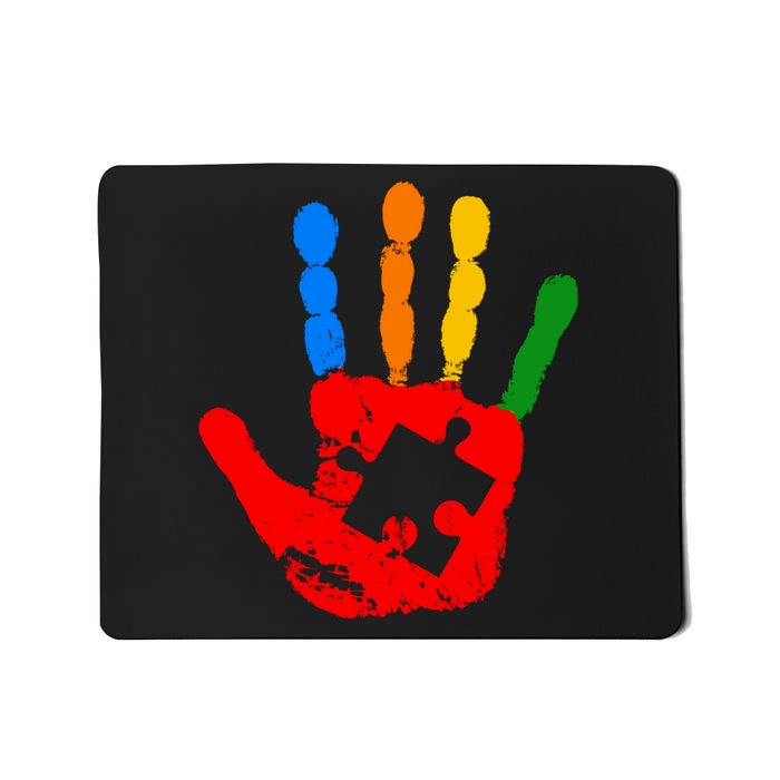 Autism Awareness Painted Hand Puzzle Piece Mousepad