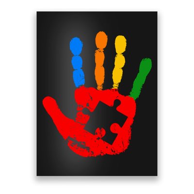 Autism Awareness Painted Hand Puzzle Piece Poster
