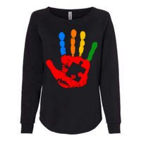 Autism Awareness Painted Hand Puzzle Piece Womens California Wash Sweatshirt