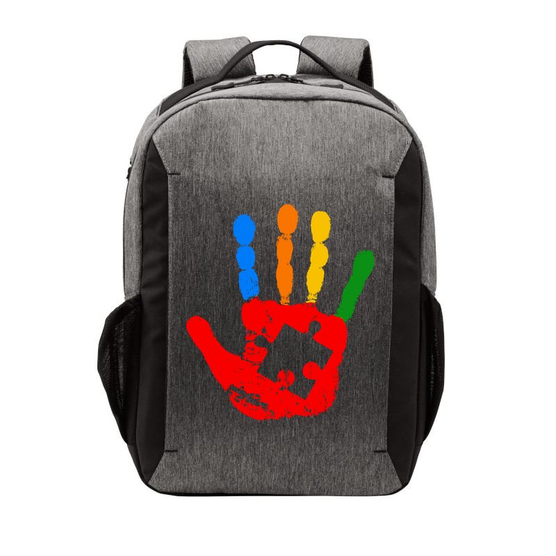 Autism Awareness Painted Hand Puzzle Piece Vector Backpack