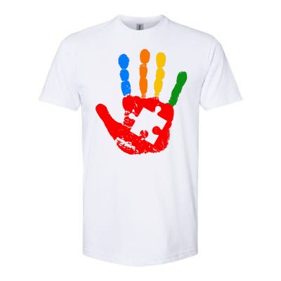 Autism Awareness Painted Hand Puzzle Piece Softstyle® CVC T-Shirt