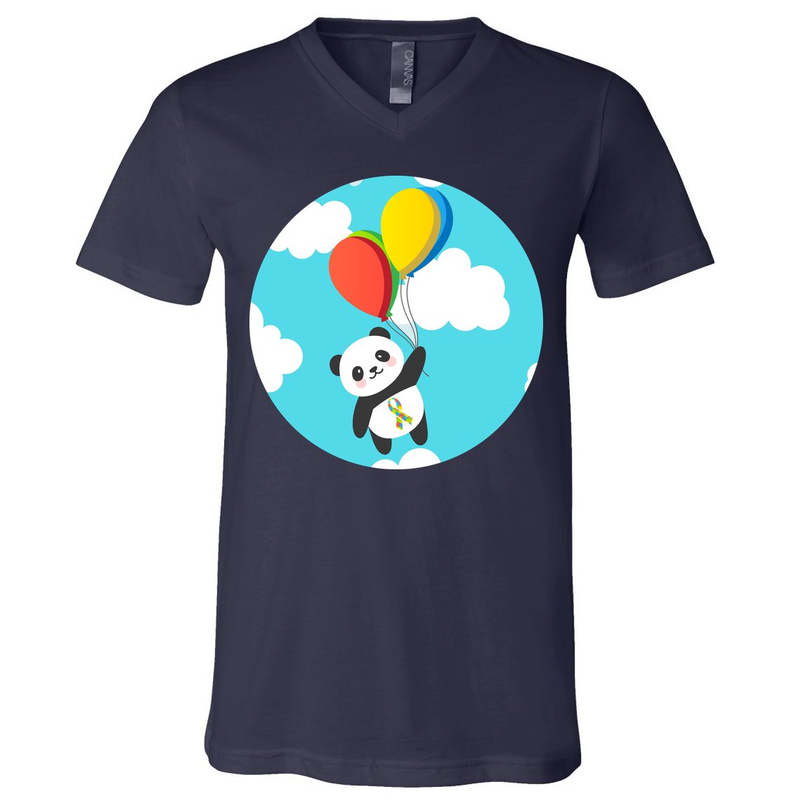 Autism Awareness Panda Bear V-Neck T-Shirt