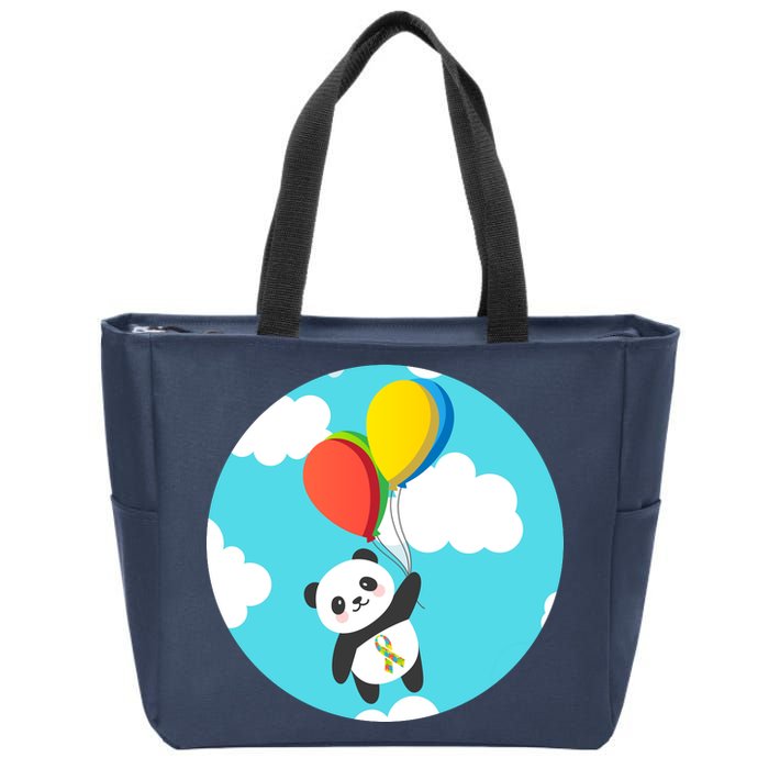 Autism Awareness Panda Bear Zip Tote Bag