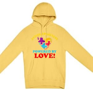 Autism Awareness Powered By Love Puzzle Heart Premium Pullover Hoodie