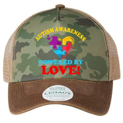 Autism Awareness Powered By Love Puzzle Heart Legacy Tie Dye Trucker Hat