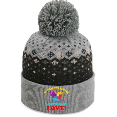 Autism Awareness Powered By Love Puzzle Heart The Baniff Cuffed Pom Beanie