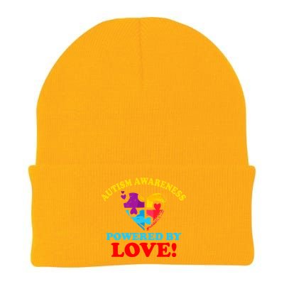 Autism Awareness Powered By Love Puzzle Heart Knit Cap Winter Beanie