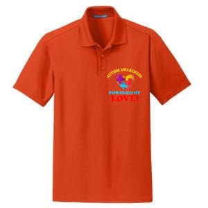 Autism Awareness Powered By Love Puzzle Heart Dry Zone Grid Polo