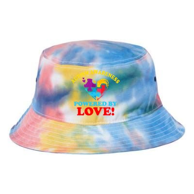 Autism Awareness Powered By Love Puzzle Heart Tie Dye Newport Bucket Hat