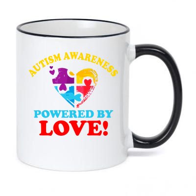 Autism Awareness Powered By Love Puzzle Heart 11oz Black Color Changing Mug