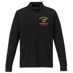 Autism Awareness Powered By Love Puzzle Heart Performance Long Sleeve Polo