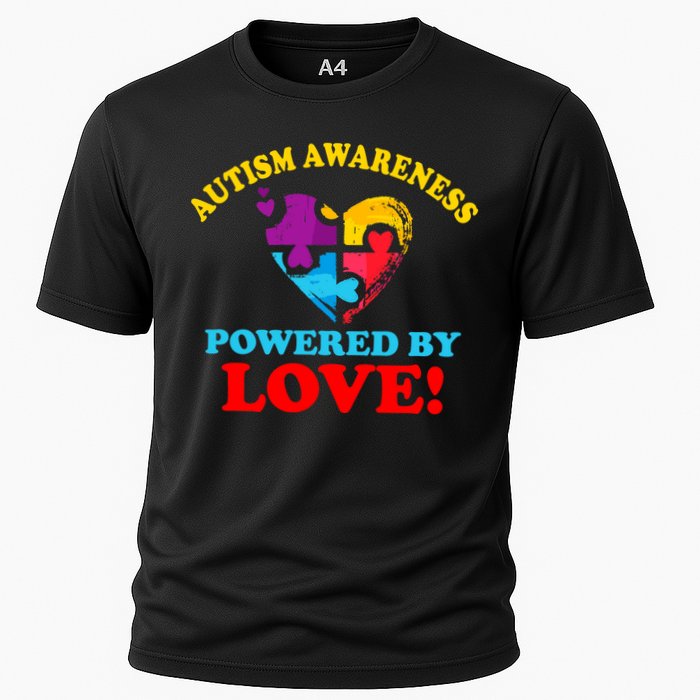 Autism Awareness Powered By Love Puzzle Heart Cooling Performance Crew T-Shirt