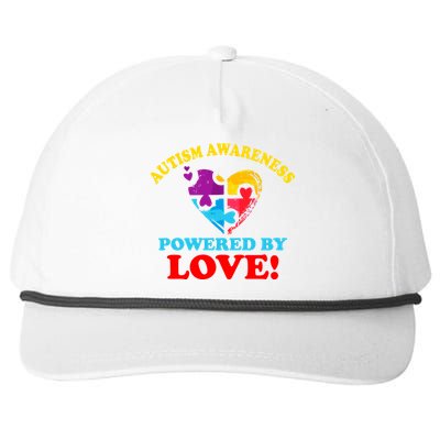 Autism Awareness Powered By Love Puzzle Heart Snapback Five-Panel Rope Hat