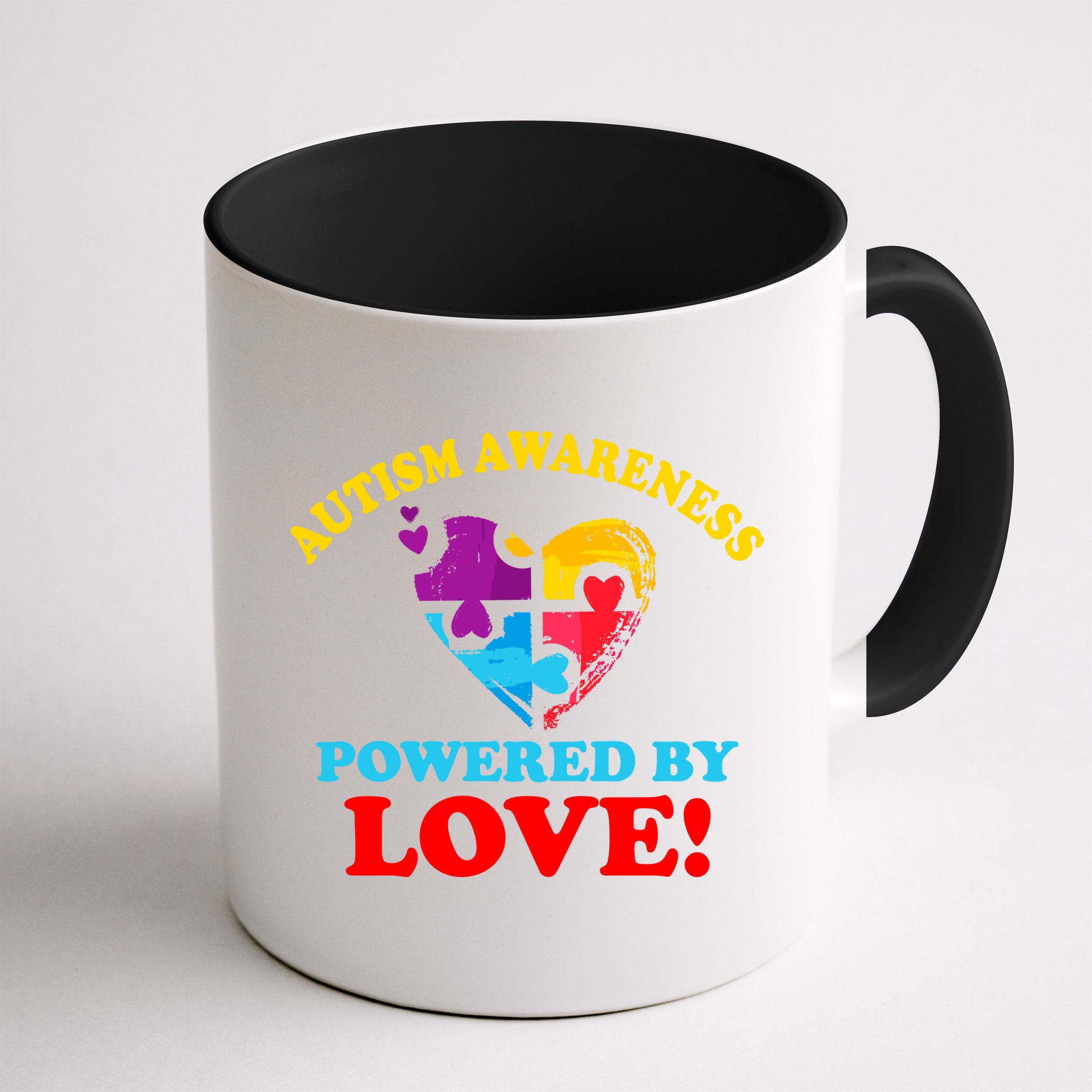 Autism Awareness Powered By Love Puzzle Heart Mug