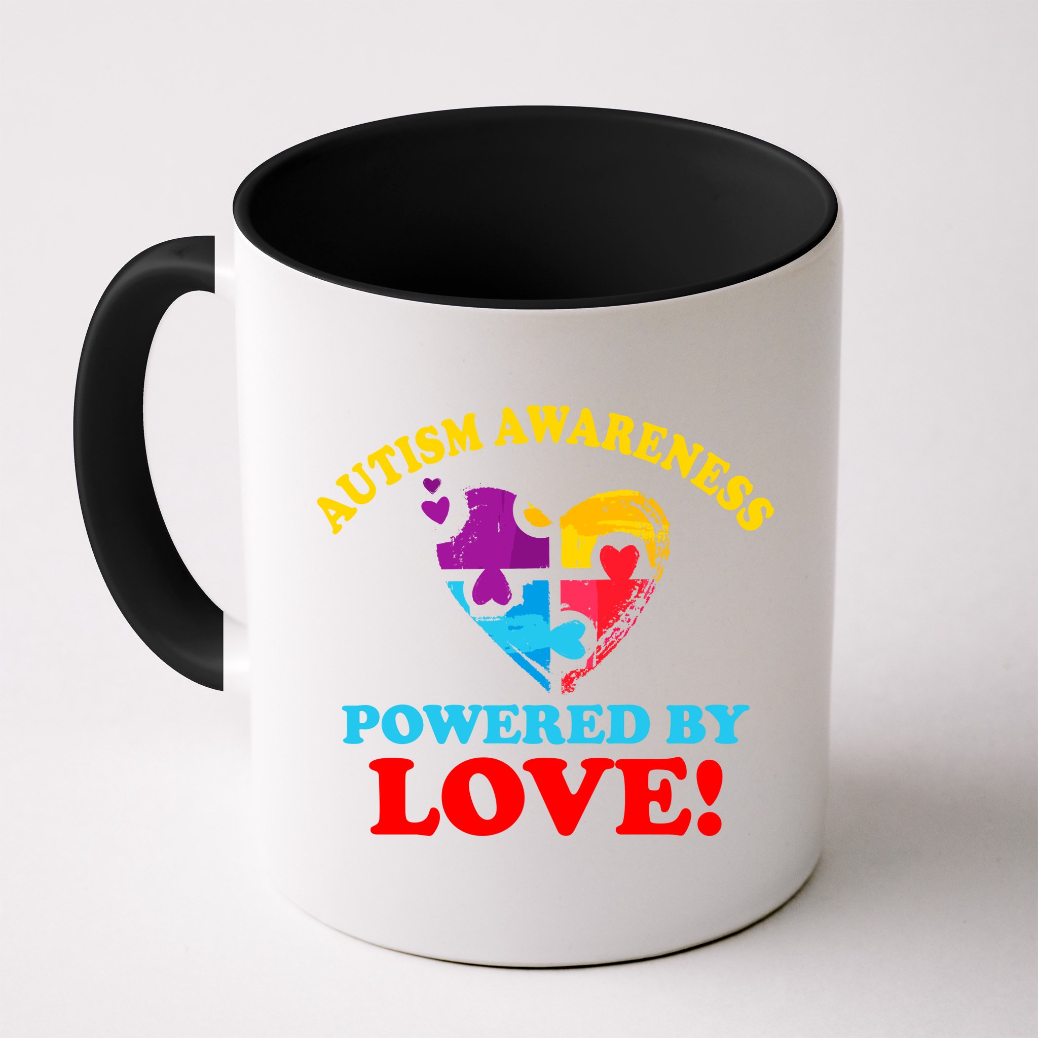Autism Awareness Powered By Love Puzzle Heart Mug