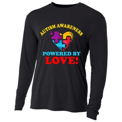 Autism Awareness Powered By Love Puzzle Heart Cooling Performance Long Sleeve Crew