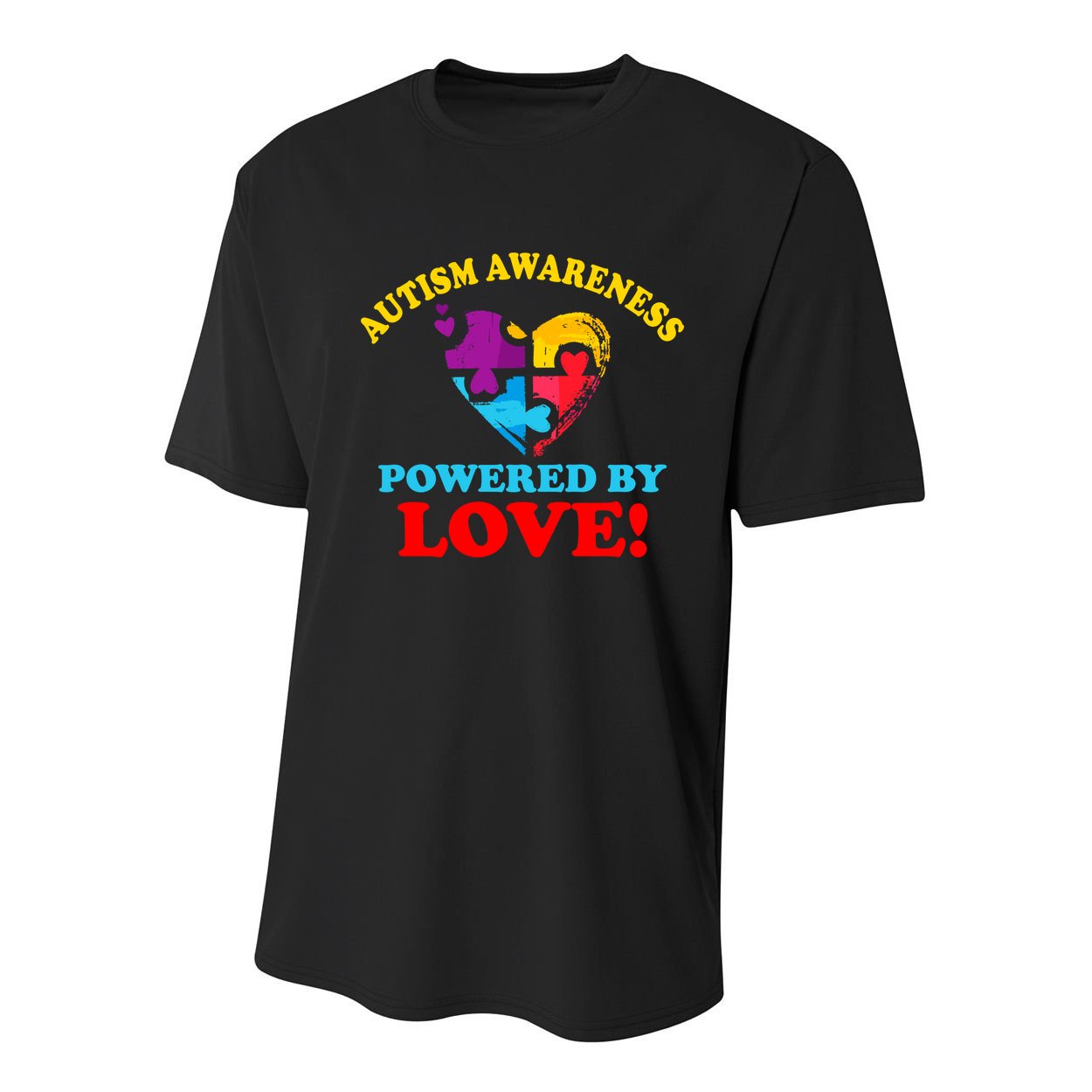 Autism Awareness Powered By Love Puzzle Heart Youth Performance Sprint T-Shirt