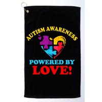 Autism Awareness Powered By Love Puzzle Heart Golf Towel