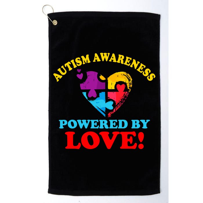 Autism Awareness Powered By Love Puzzle Heart Golf Towel