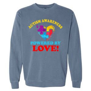 Autism Awareness Powered By Love Puzzle Heart Garment-Dyed Sweatshirt