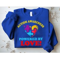 Autism Awareness Powered By Love Puzzle Heart Sweatshirt