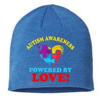 Autism Awareness Powered By Love Puzzle Heart Sustainable Beanie