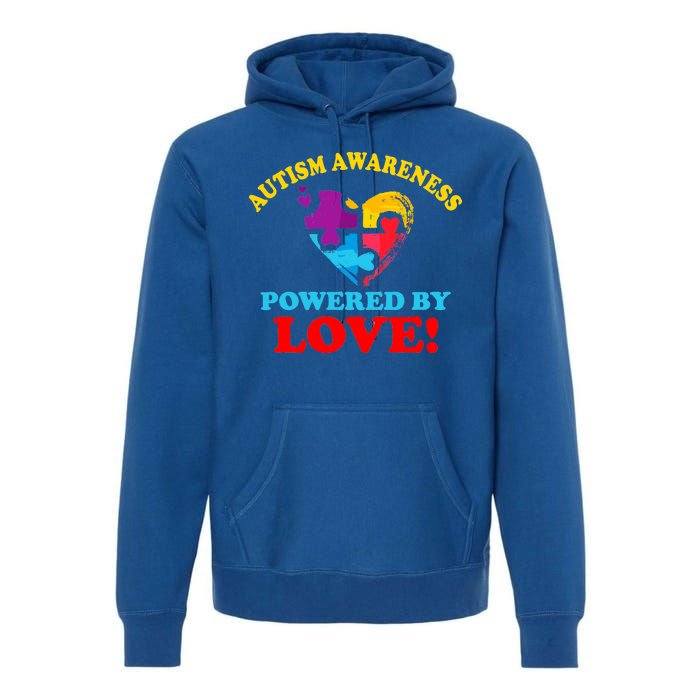 Autism Awareness Powered By Love Puzzle Heart Premium Hoodie