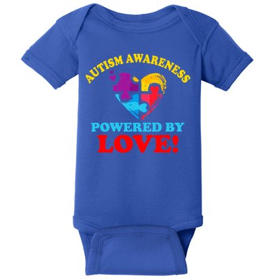 Autism Awareness Powered By Love Puzzle Heart Baby Bodysuit