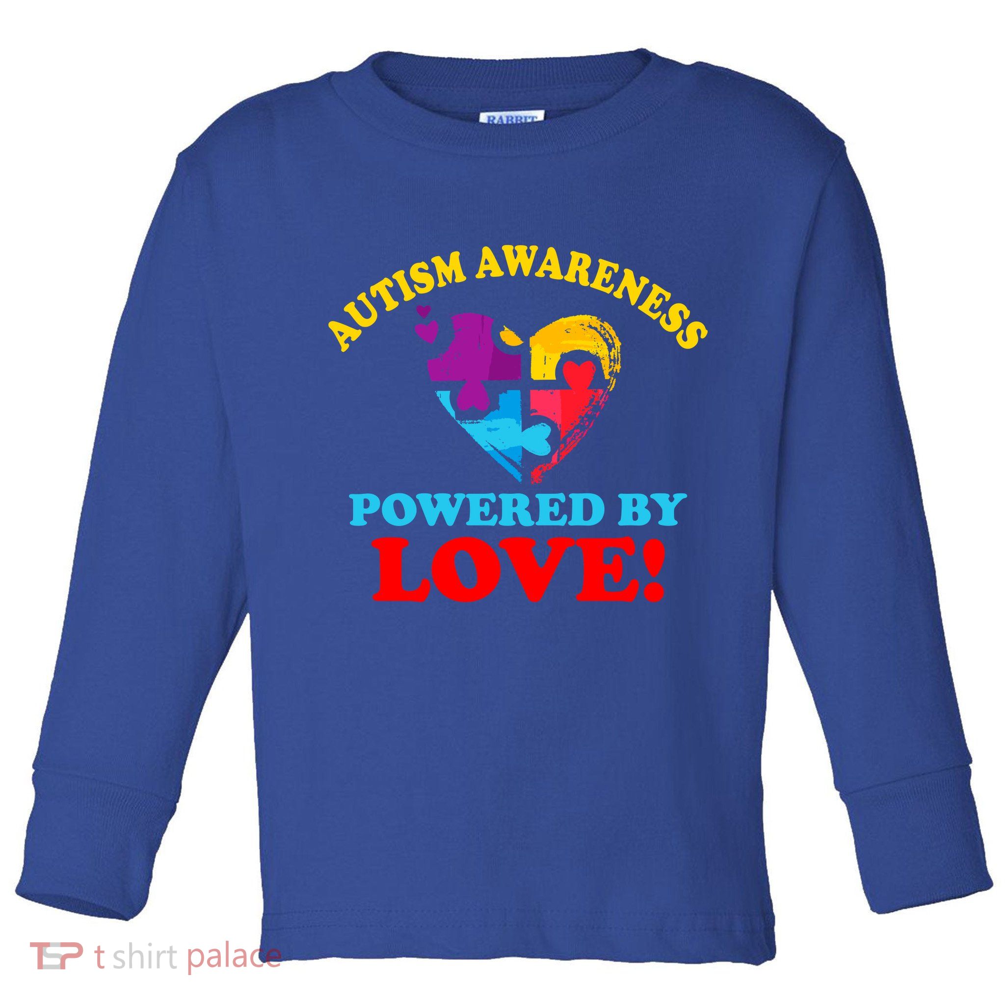 Autism Awareness Powered By Love Puzzle Heart Toddler Long Sleeve Shirt