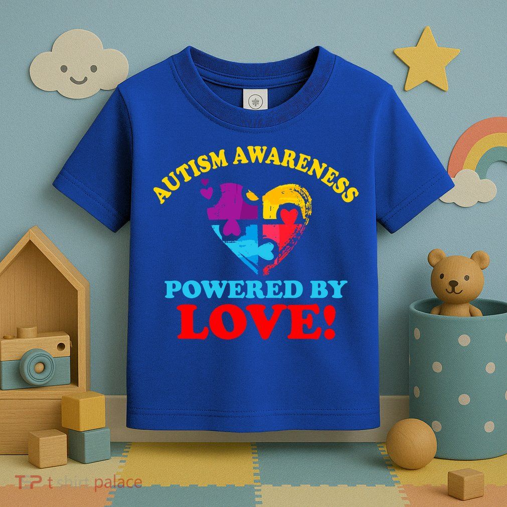 Autism Awareness Powered By Love Puzzle Heart Toddler T-Shirt