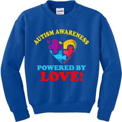 Autism Awareness Powered By Love Puzzle Heart Kids Sweatshirt
