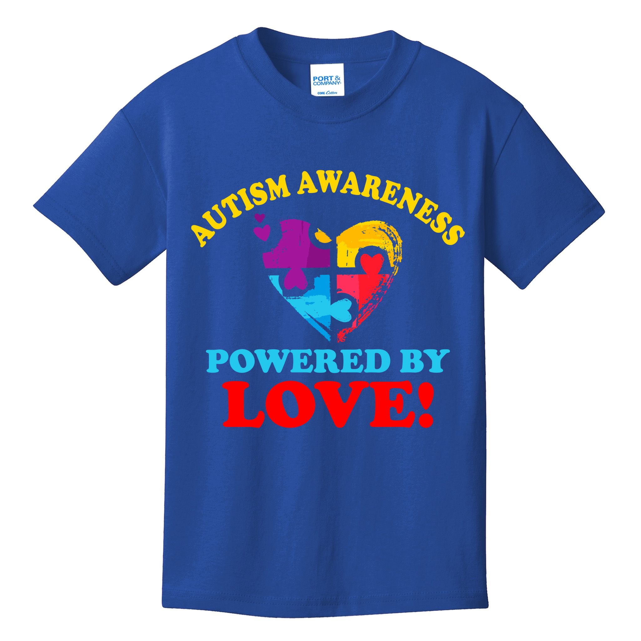 Autism Awareness Powered By Love Puzzle Heart Kids T-Shirt