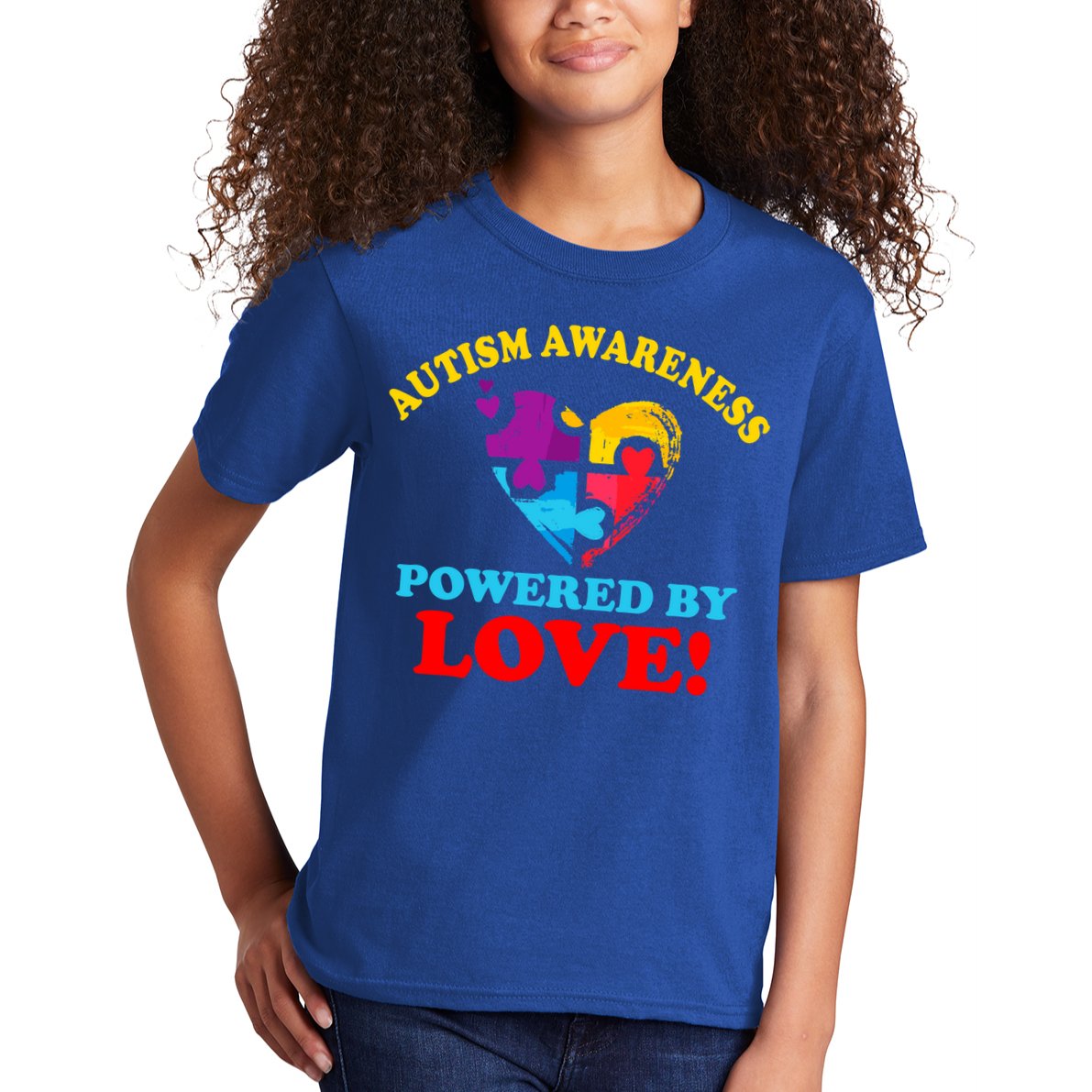 Autism Awareness Powered By Love Puzzle Heart Kids T-Shirt