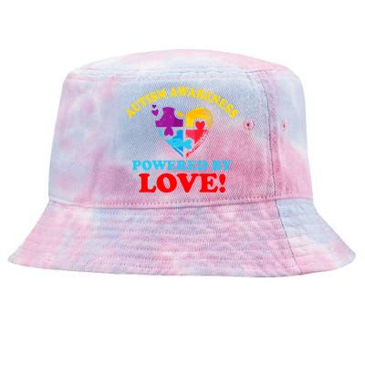 Autism Awareness Powered By Love Puzzle Heart Tie-Dyed Bucket Hat