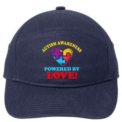 Autism Awareness Powered By Love Puzzle Heart 7-Panel Snapback Hat