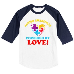 Autism Awareness Powered By Love Puzzle Heart Baseball Sleeve Shirt